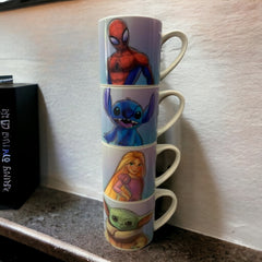 Juego 4 tazas apilables de porcelana 100 años Disney 330ml