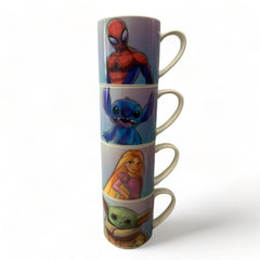Juego 4 tazas apilables de porcelana 100 años Disney 330ml