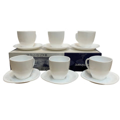 Juego De 6 Tazas Con Platillo Carine Blanco 220 Ml