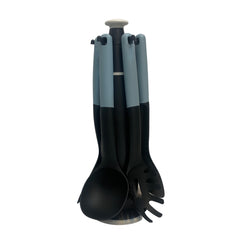 Juego De Utensilios Giratoria Negro Con Azul 6 Piezas