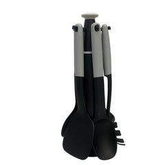 Juego De Utensilios Giratoria Negro Con Gris 6 Piezas