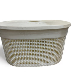 Cesto Grande con Tapa Ovalada Blanco