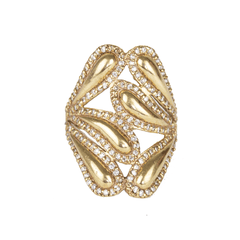 Anillo Dama Forma De Gota Con Zirconias Oro 10k