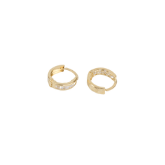 Aretes/arracadas Hugies Zirconia Blanca Oro 10k 0.7 Gramos