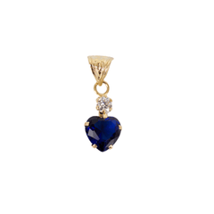 Dije Zirconia Corazon Azul Zafiro Oro 10k 0.5 Gramos