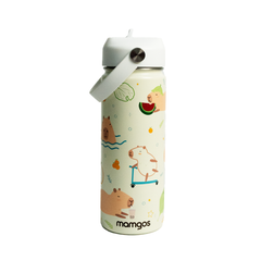 Termo con popote Mamgos Capibara Acero inoxidable 530 ml