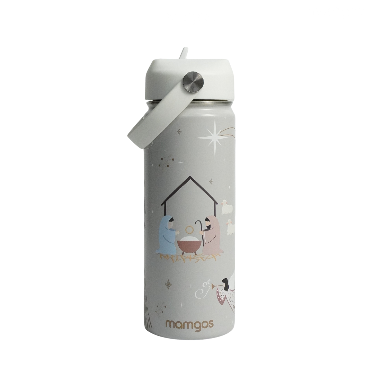 Termo con popote Mamgos Nacimiento Acero inoxidable 530 ml