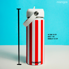 Termo Mamgos Líneas Blancas y Rojas Acero inoxidable 530 ml