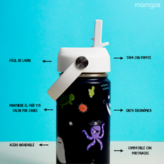 Termo con popote Mamgos Océano 2.0 Acero inoxidable 530 ml