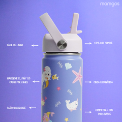 Termo con popote Mamgos Sirena 2.0 Acero inoxidable 530 ml