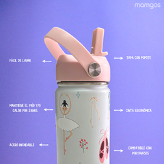 Termo Mamgos Ballet para Niños de Acero inoxidable 530 ml