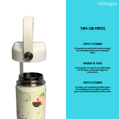 Termo con popote Mamgos Capibara Acero inoxidable 530 ml
