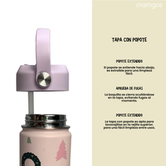 Termo con popote Mamgos Navideño Acero inoxidable 530 ml