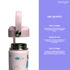 Termo con popote Mamgos Princesa 2.0 Acero inoxidable 530 ml