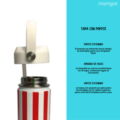 Termo Mamgos Líneas Blancas y Rojas Acero inoxidable 530 ml