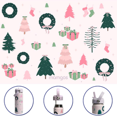 Termo con popote Mamgos Navideño Acero inoxidable 530 ml