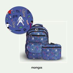Kits de Mochilas Escolares Futbol Mamgos para Niños 2 piezas