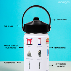 Termo con popote Mamgos Monumentos Acero Inoxidable 530 ml