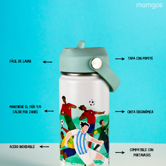 Termo Futbol aqua Mamgos para Niños de Acero inoxidable 530 ml