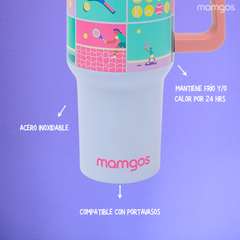 Termo con popote Mamgos Tenis Acero inoxidable 1.2 L