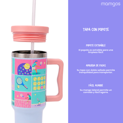 Termo con popote Mamgos Tenis Acero inoxidable 1.2 L