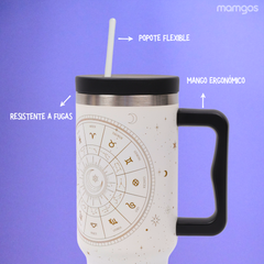 Termo con popote Mamgos Zodiaco Acero Inoxidable 1.2 L