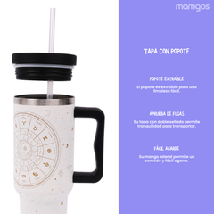 Termo con popote Mamgos Zodiaco Acero Inoxidable 1.2 L