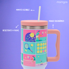Termo con popote Mamgos Tenis Acero inoxidable 1.2 L