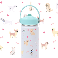 Termo con popote Mamgos Perritos Acero inoxidable 530 ml