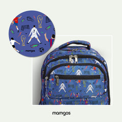 Mochila Escolar Futbol Mamgos para Niños color azul 1 pieza