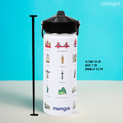 Termo con popote Mamgos Monumentos Acero Inoxidable 530 ml