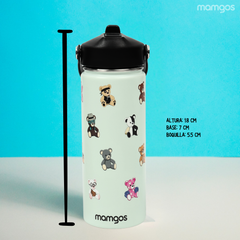 Termo con popote Mamgos Ositos Acero inoxidable 530 ml