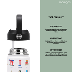 Termo con popote Mamgos Monumentos Acero Inoxidable 530 ml