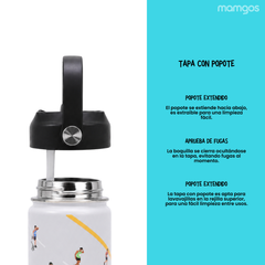 Termo con popote Mamgos Maratón Acero inoxidable 530 ml