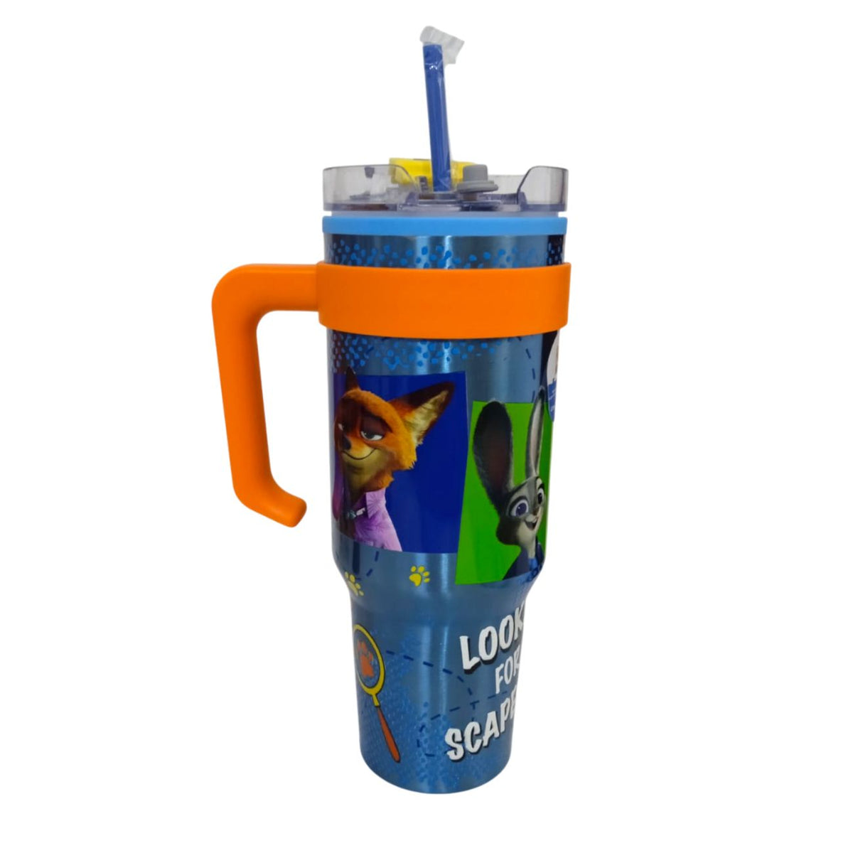 Termo con popote Zootopia multicolor Acero inoxidable 1.2 L