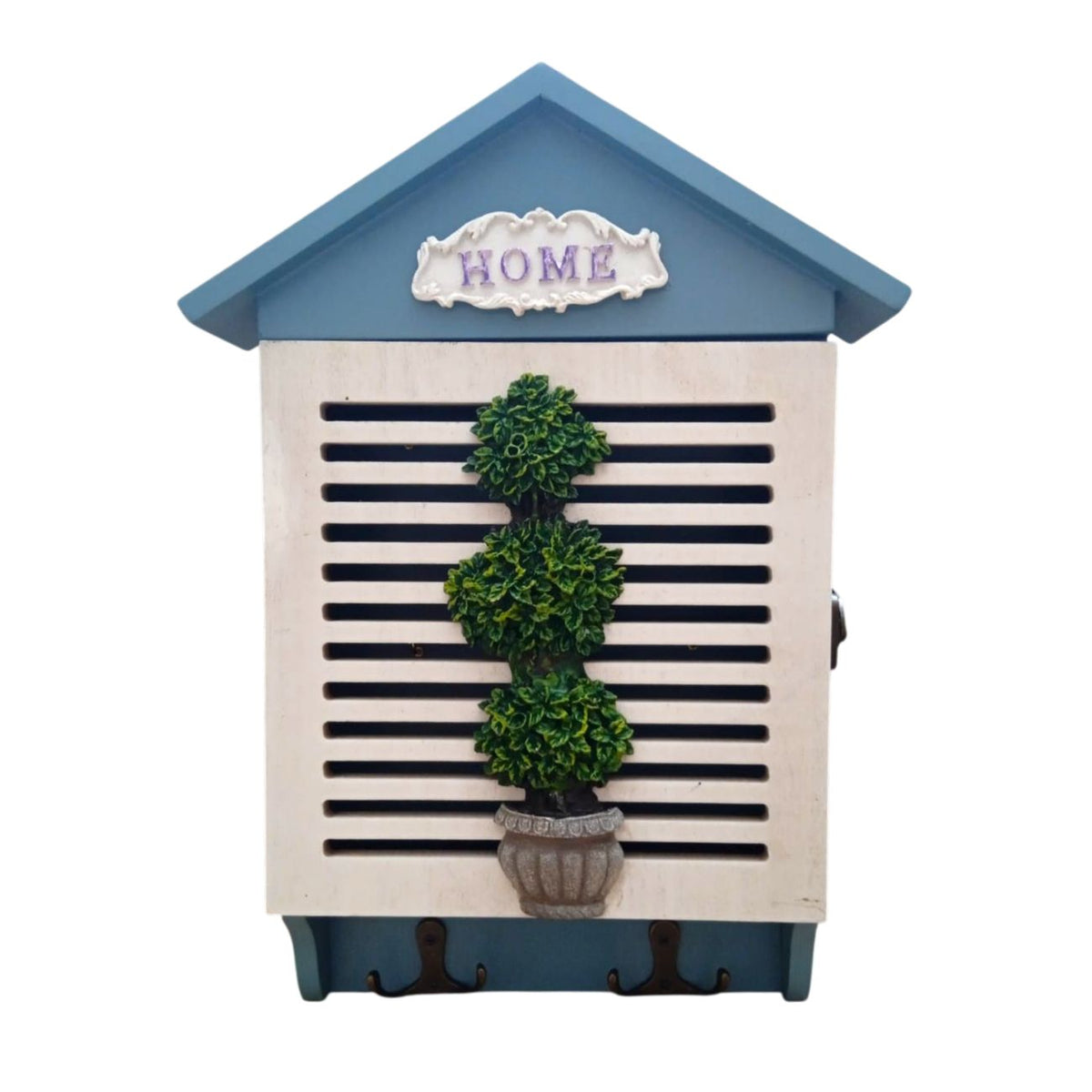 Portallaves Home azul y blanco de Madera 1 pieza