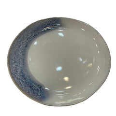 Plato trinche blanco con azul ceramica 28x28