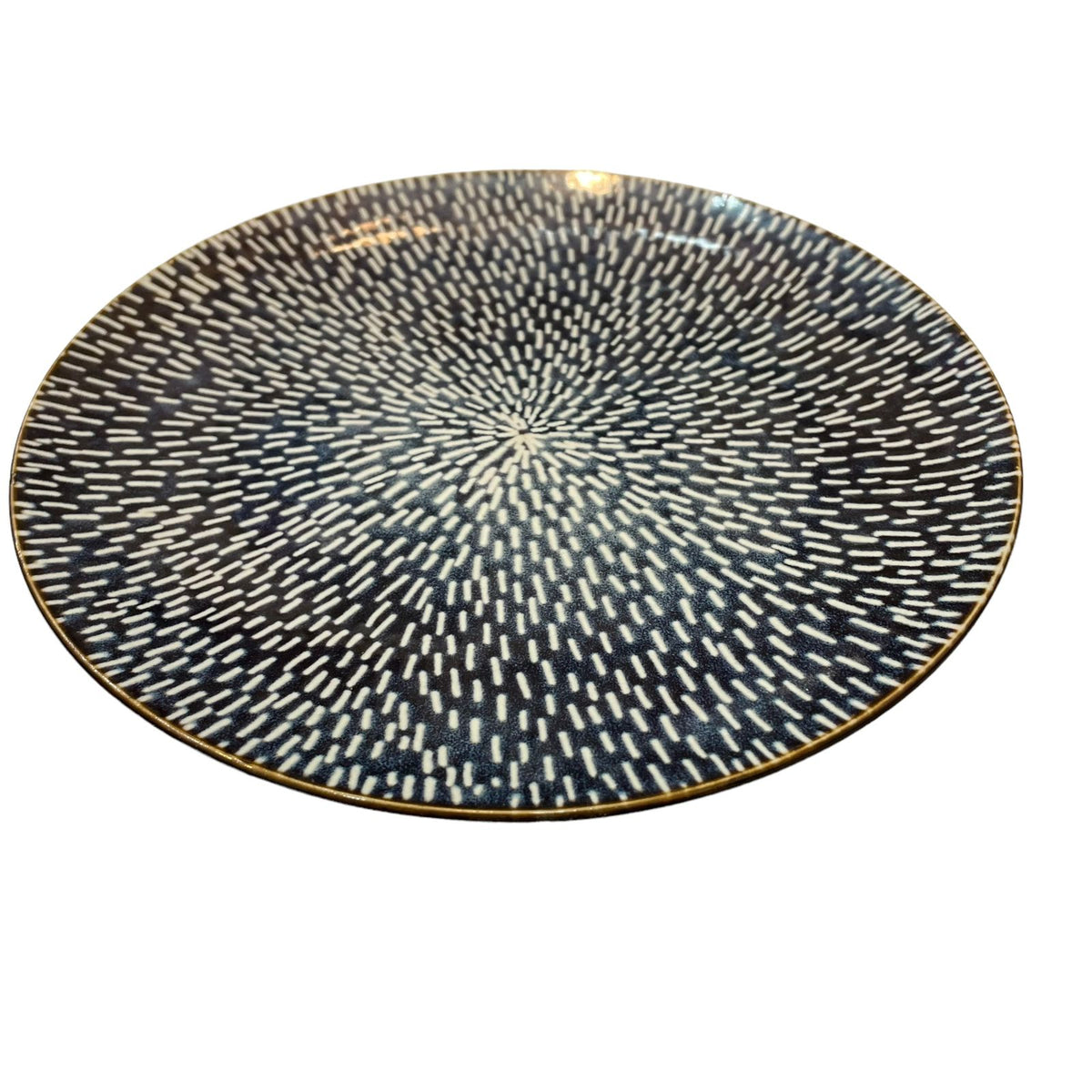 Plato trinche azul  ceramica 22x22