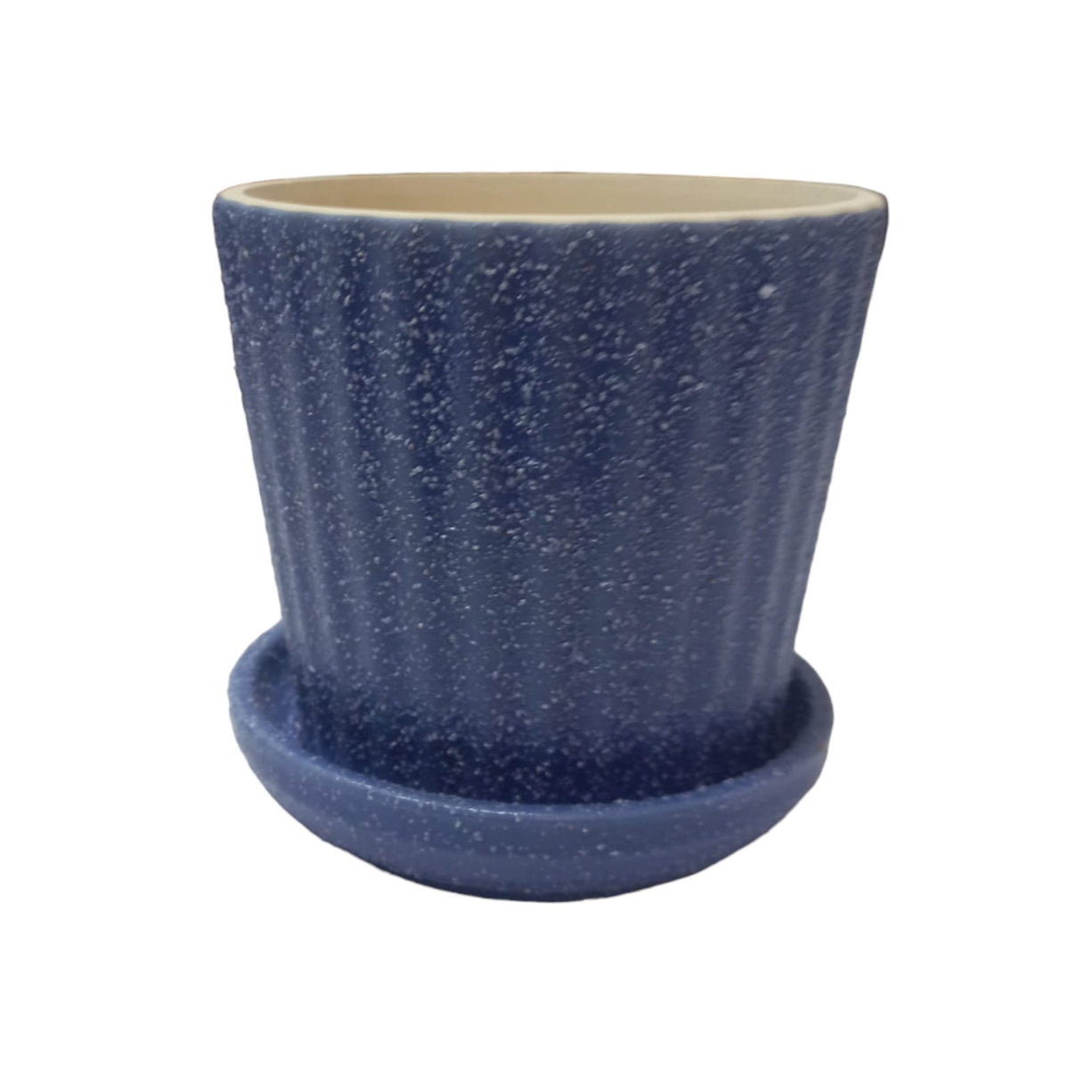 Maceta de cerámica color azul granito 10x10cm