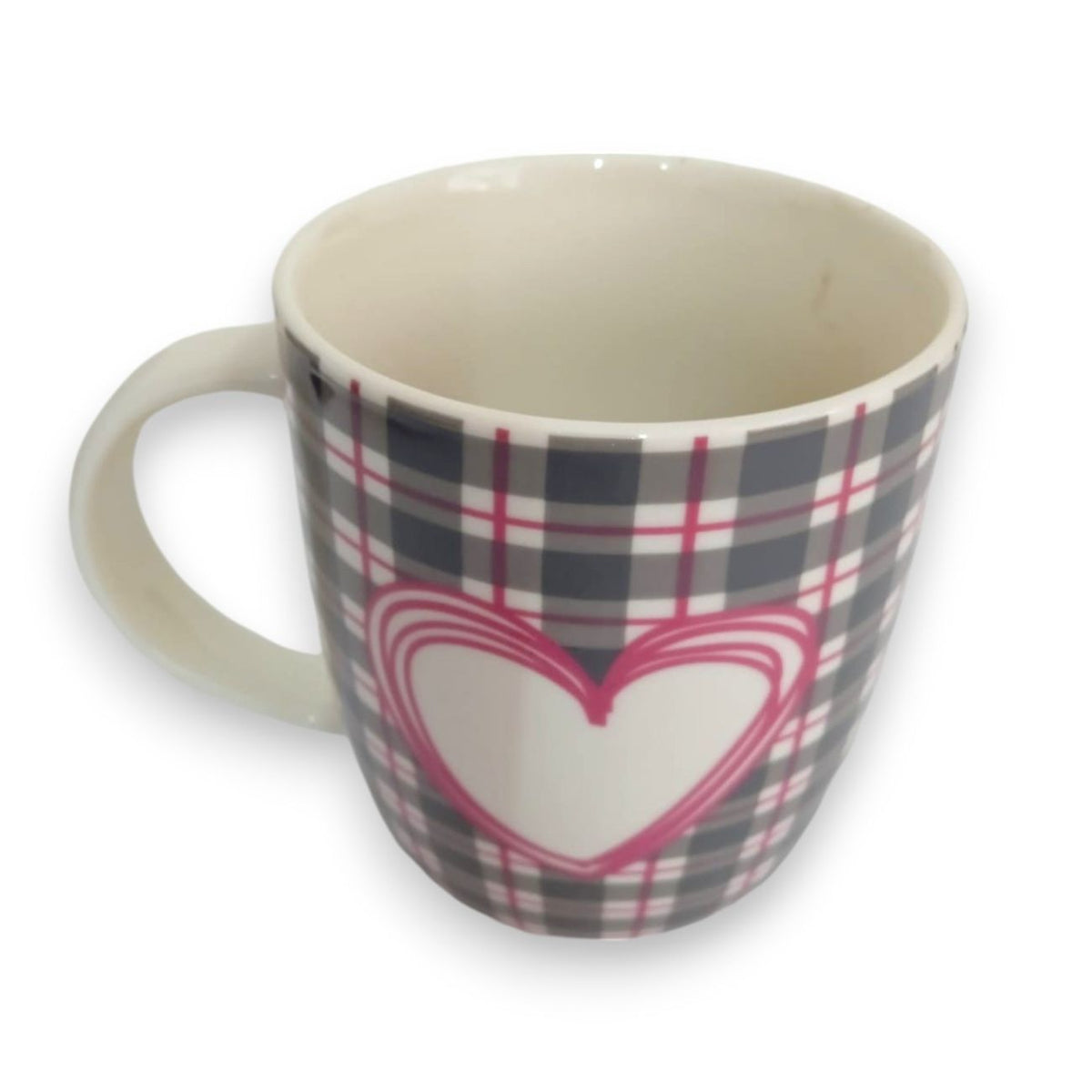Taza a Cuadros grises de  Porcelana 1 Pieza