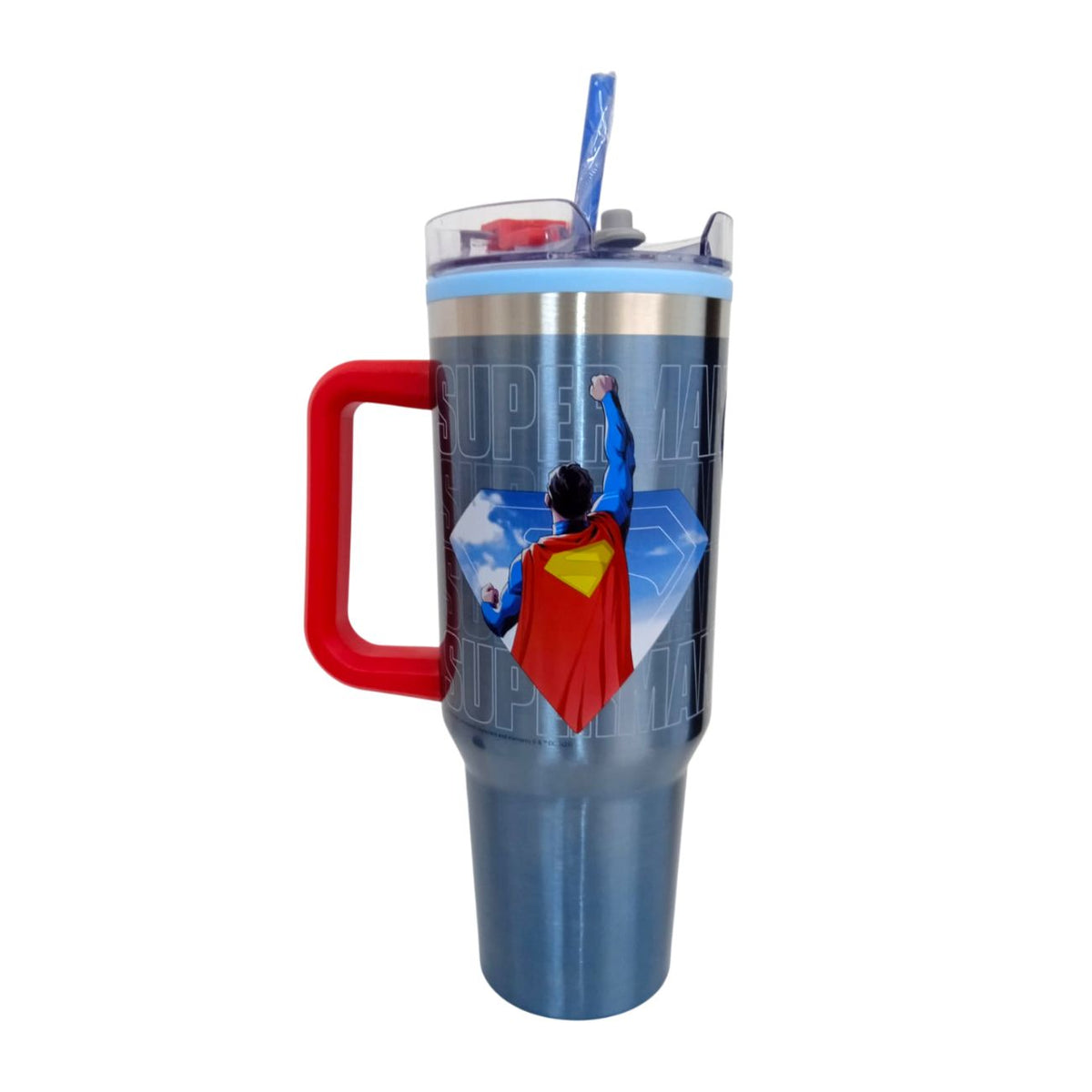 Termo con popote Superman de Acero inoxidable 1.2 L