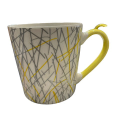 Taza blanca con lineas gris ceramica 350 ml