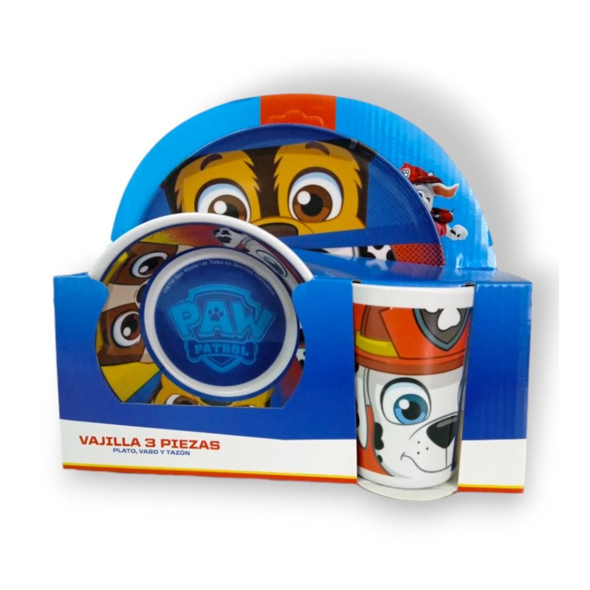 Vajilla PAW PATROL para niño de melamina de 3 piezas