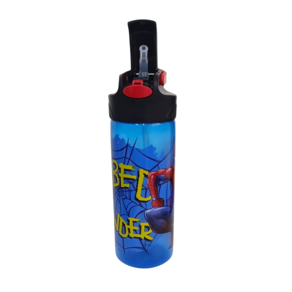 Botella con popote Spiderman para Niños Plástico 600 ml