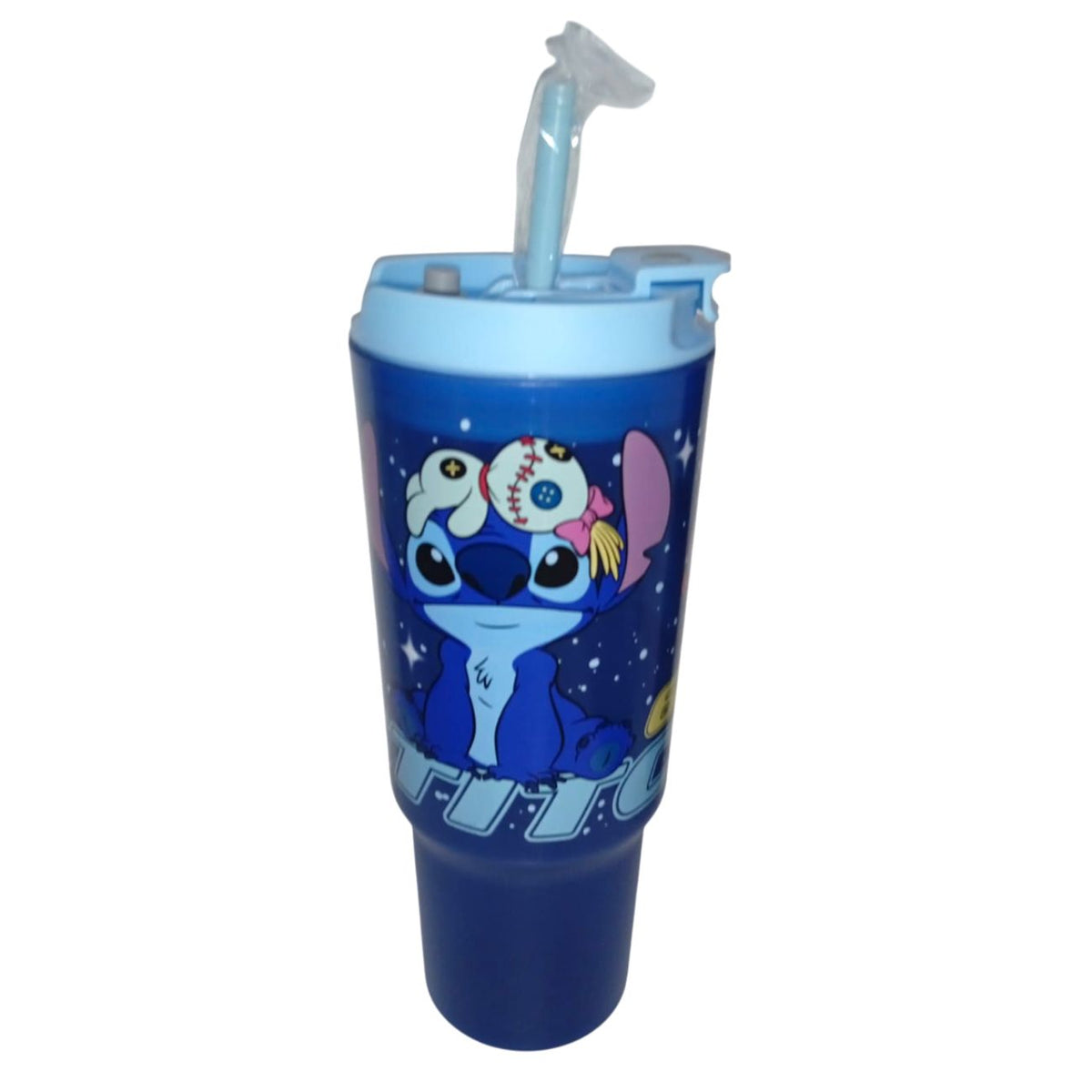 Vaso con popote y tapadera Stitch Plástico 1.2 L