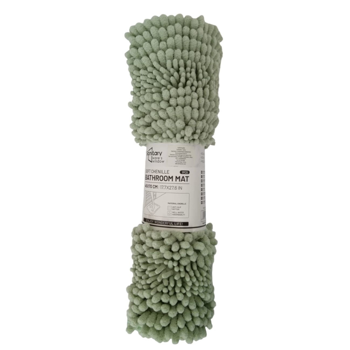 Tapete para baño verde hecho de soft chenille 1 pieza