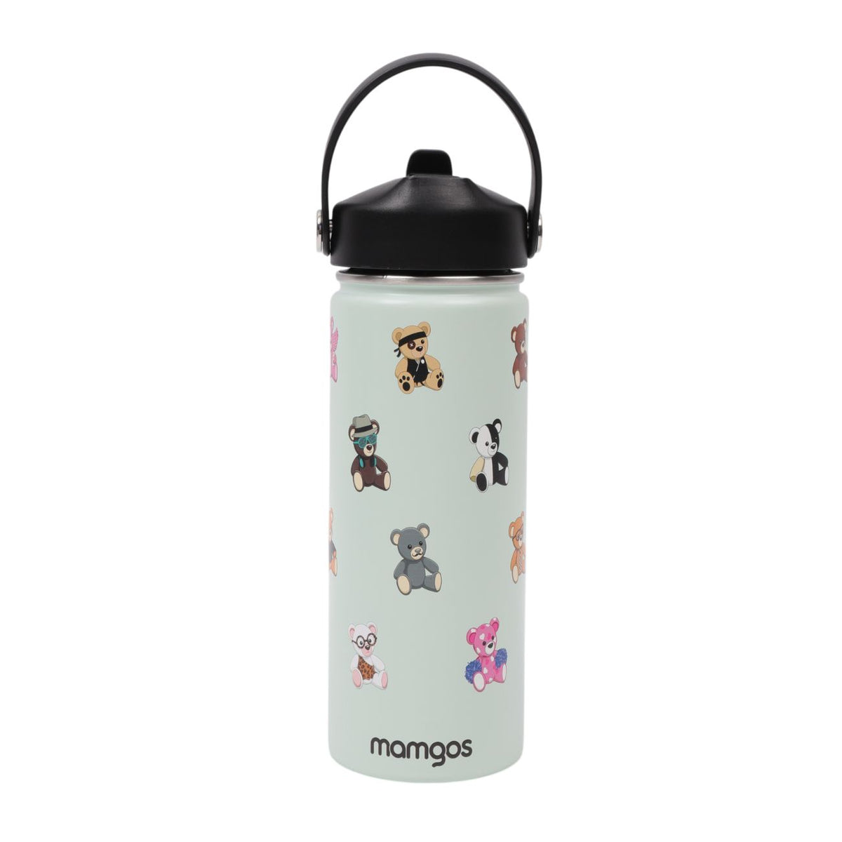 Termo con popote Mamgos Ositos Acero inoxidable 530 ml