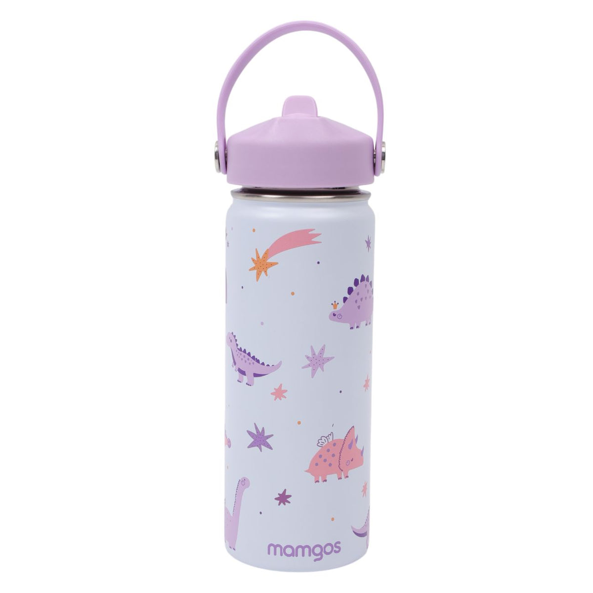Termo con popote Dinosaurio niña Acero Inoxidable 530 ml