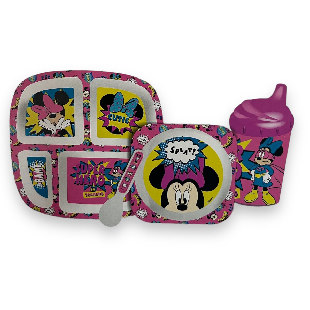 Vajillas minnie baby plastico 4 piezas color rosa