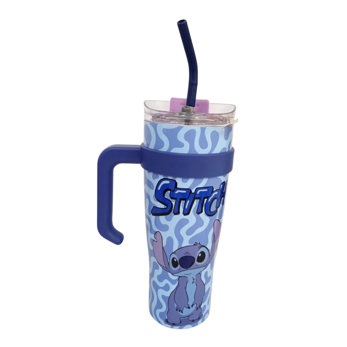 Termo con popote Stitch color azul Acero inoxidable 1.2 L
